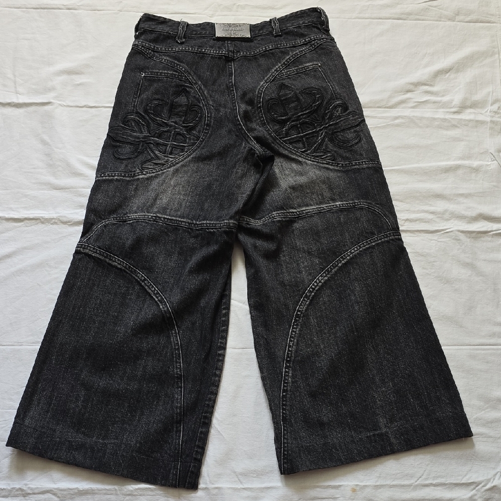 Men's Black Wide-Leg Jeans - Picture 7 of 12